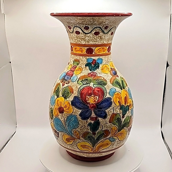 Signed Cassetta G. Colorful Floral Ceramic Vase Made In Italy - Picture 1 of 12